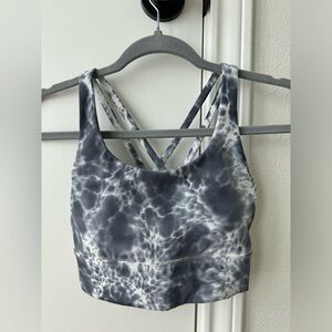 Lululemon Energy Bra Long Line Tie Dye Marble Dye Classic Navy Size 4